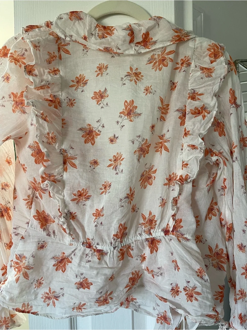 Free People Floral Ruffle Wrap Blouse